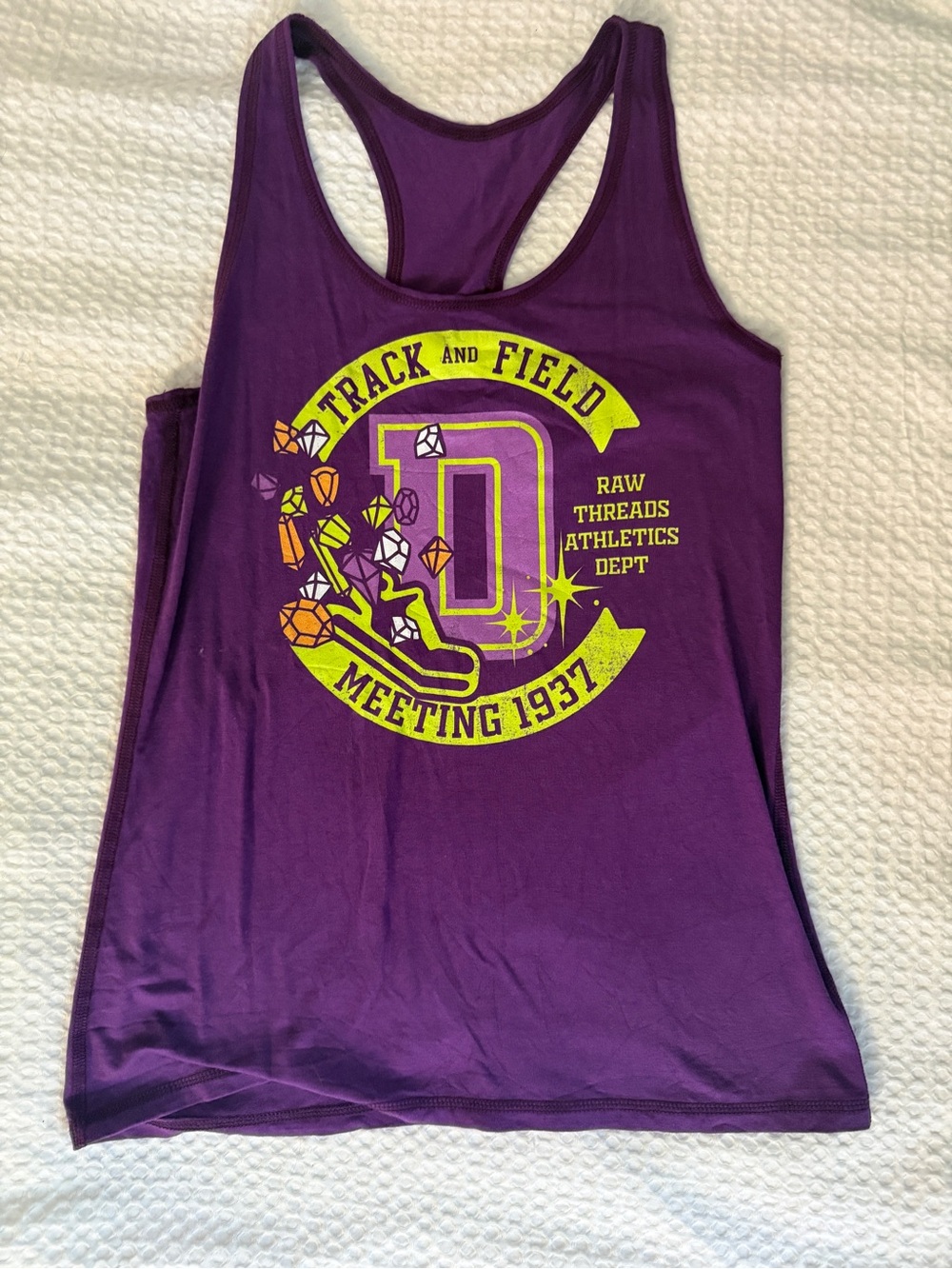 Dopey Marathon Weekend Purple Track & Field Racerback Tank Top - Raw Threads